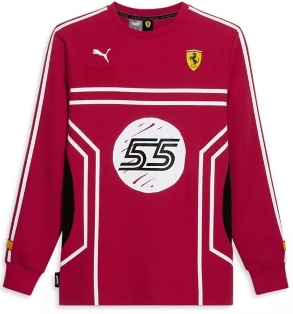 PUMA Scuderia Ferrari x Joshua Vides Long Sleeve Shirt 623042-02 Red Mens Size S